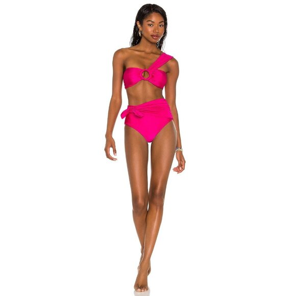 PatBO One Shoulder Bikini Top in Pink - Picture 4 of 4